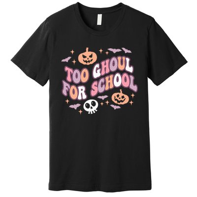 Cute Halloween Teacher School Ghouls Groovy Trick Or Teach Premium T-Shirt