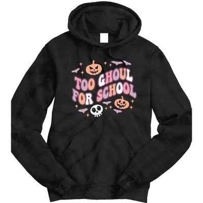 Cute Halloween Teacher School Ghouls Groovy Trick Or Teach Tie Dye Hoodie