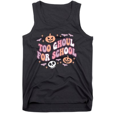 Cute Halloween Teacher School Ghouls Groovy Trick Or Teach Tank Top