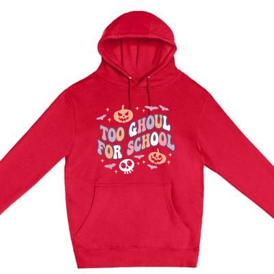 Cute Halloween Teacher School Ghouls Groovy Trick Or Teach Premium Pullover Hoodie