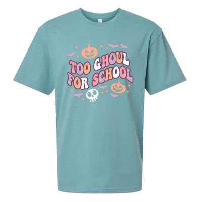 Cute Halloween Teacher School Ghouls Groovy Trick Or Teach Sueded Cloud Jersey T-Shirt