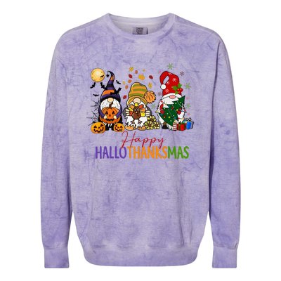 Coffee Halloween Thanksgiving Christmas Happy Hallothanksmas Gift Colorblast Crewneck Sweatshirt