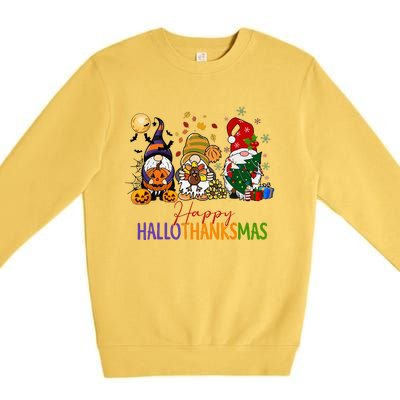 Coffee Halloween Thanksgiving Christmas Happy Hallothanksmas Gift Premium Crewneck Sweatshirt