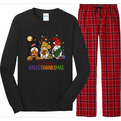 Coffee Halloween Thanksgiving Christmas Happy Hallothanksmas Gift Long Sleeve Pajama Set