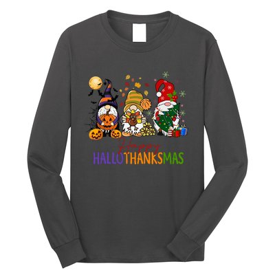 Coffee Halloween Thanksgiving Christmas Happy Hallothanksmas Gift Long Sleeve Shirt