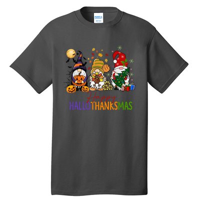 Coffee Halloween Thanksgiving Christmas Happy Hallothanksmas Gift Tall T-Shirt