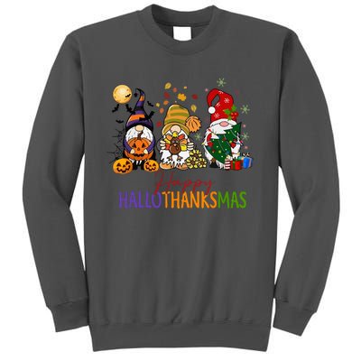 Coffee Halloween Thanksgiving Christmas Happy Hallothanksmas Gift Tall Sweatshirt