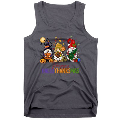 Coffee Halloween Thanksgiving Christmas Happy Hallothanksmas Gift Tank Top