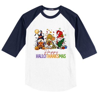 Coffee Halloween Thanksgiving Christmas Happy Hallothanksmas Gift Baseball Sleeve Shirt