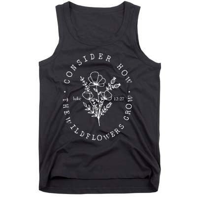 Consider How The Wildflowers Grow Jesus Christian Tank Top