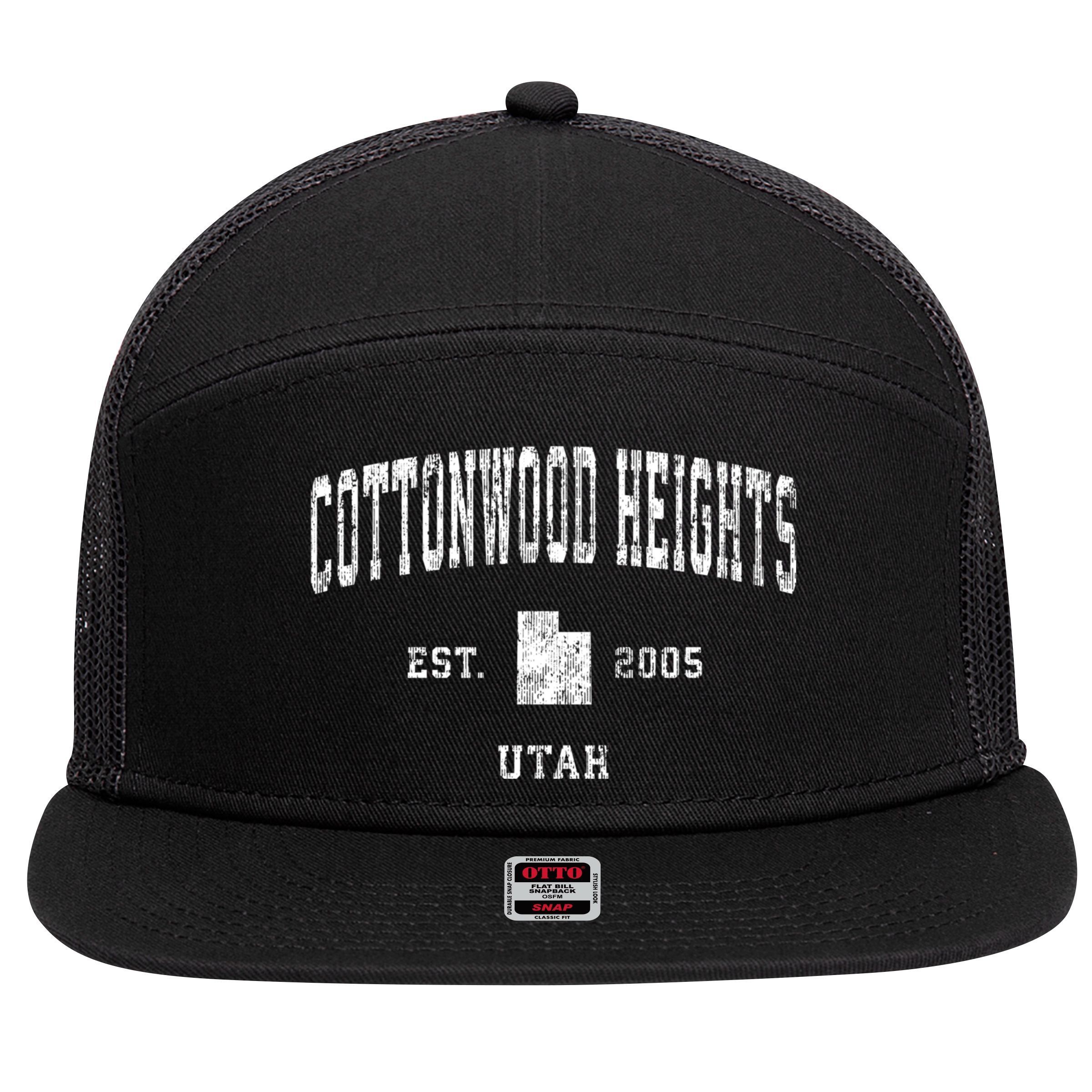Cottonwood Heights Utah Ut Vintage Sports 7 Panel Mesh Trucker Snapback Hat