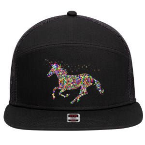 Colourful Horse Unicorn Gift Tee 7 Panel Mesh Trucker Snapback Hat