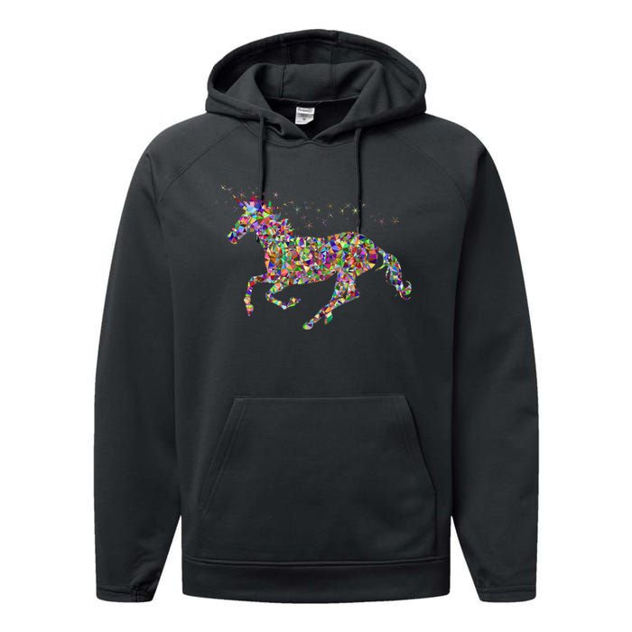 Colourful Horse Unicorn Gift Tee Performance Fleece Hoodie