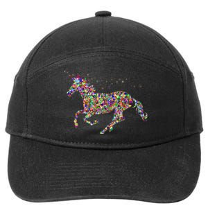 Colourful Horse Unicorn Gift Tee 7-Panel Snapback Hat