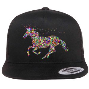 Colourful Horse Unicorn Gift Tee Flat Bill Trucker Hat