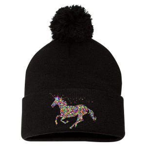 Colourful Horse Unicorn Gift Tee Pom Pom 12in Knit Beanie