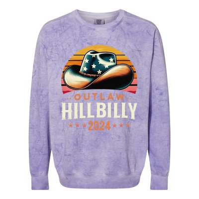 Cow Hat Us Election Day Vintage Outlaw Hillbilly 2024 Colorblast Crewneck Sweatshirt