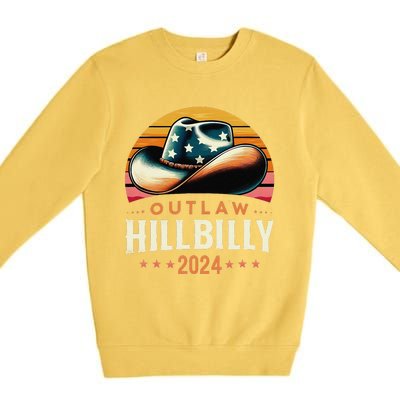 Cow Hat Us Election Day Vintage Outlaw Hillbilly 2024 Premium Crewneck Sweatshirt