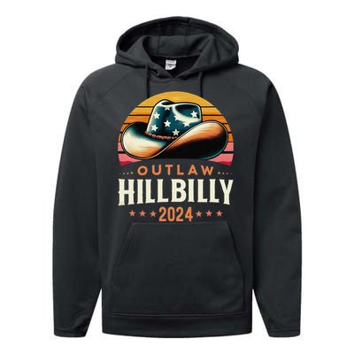 Cow Hat Us Election Day Vintage Outlaw Hillbilly 2024 Performance Fleece Hoodie