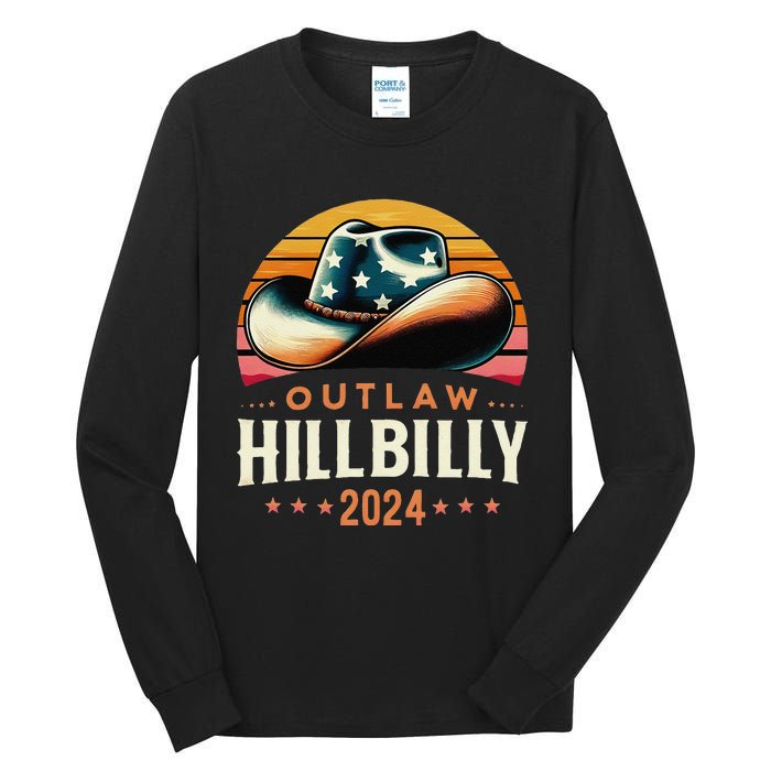 Cow Hat Us Election Day Vintage Outlaw Hillbilly 2024 Tall Long Sleeve T-Shirt