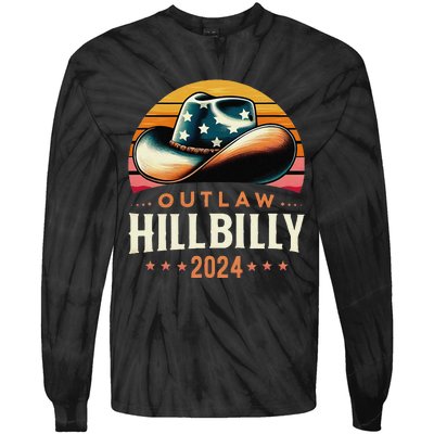 Cow Hat Us Election Day Vintage Outlaw Hillbilly 2024 Tie-Dye Long Sleeve Shirt