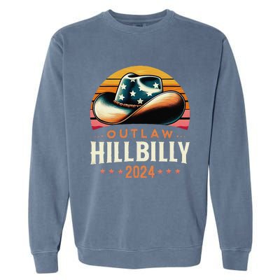 Cow Hat Us Election Day Vintage Outlaw Hillbilly 2024 Garment-Dyed Sweatshirt