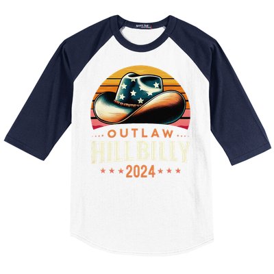 Cow Hat Us Election Day Vintage Outlaw Hillbilly 2024 Baseball Sleeve Shirt