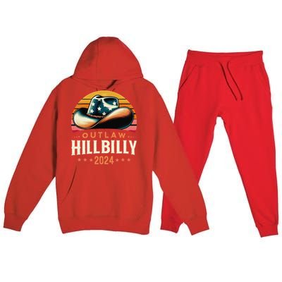 Cow Hat Us Election Day Vintage Outlaw Hillbilly 2024 Premium Hooded Sweatsuit Set