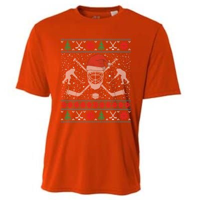 Christmas Hockey Ugly Christmas Xmas Cool Gift Cooling Performance Crew T-Shirt