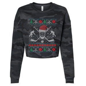 Christmas Hockey Ugly Christmas Xmas Cool Gift Cropped Pullover Crew