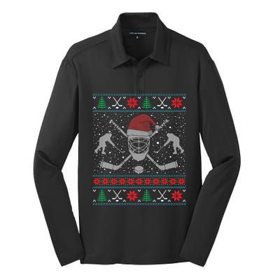 Christmas Hockey Ugly Christmas Xmas Cool Gift Silk Touch Performance Long Sleeve Polo