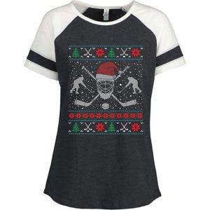 Christmas Hockey Ugly Christmas Xmas Cool Gift Enza Ladies Jersey Colorblock Tee