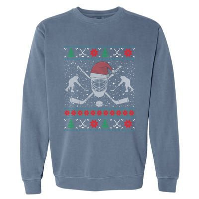 Christmas Hockey Ugly Christmas Xmas Cool Gift Garment-Dyed Sweatshirt