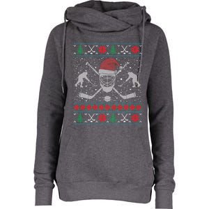 Christmas Hockey Ugly Christmas Xmas Cool Gift Womens Funnel Neck Pullover Hood