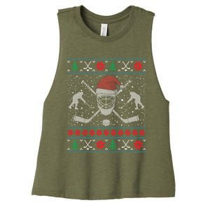 Christmas Hockey Ugly Christmas Xmas Cool Gift Women's Racerback Cropped Tank