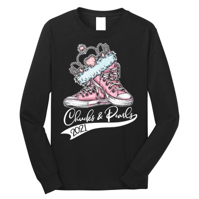 Chucks & Pearls 2021 Crown Madam Vice President Kamala Harris  Long Sleeve Shirt