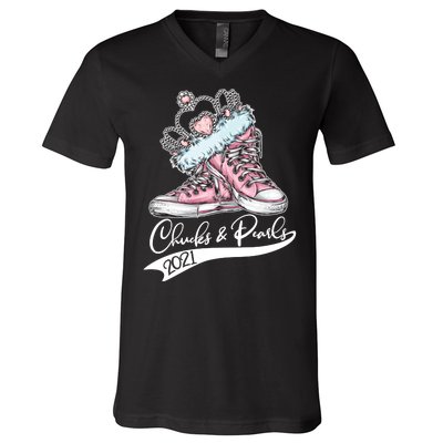 Chucks & Pearls 2021 Crown Madam Vice President Kamala Harris  V-Neck T-Shirt