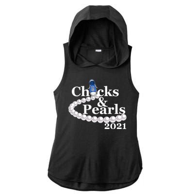 Chucks And Pearls 2021 Kamala Harris Ladies PosiCharge Tri-Blend Wicking Draft Hoodie Tank