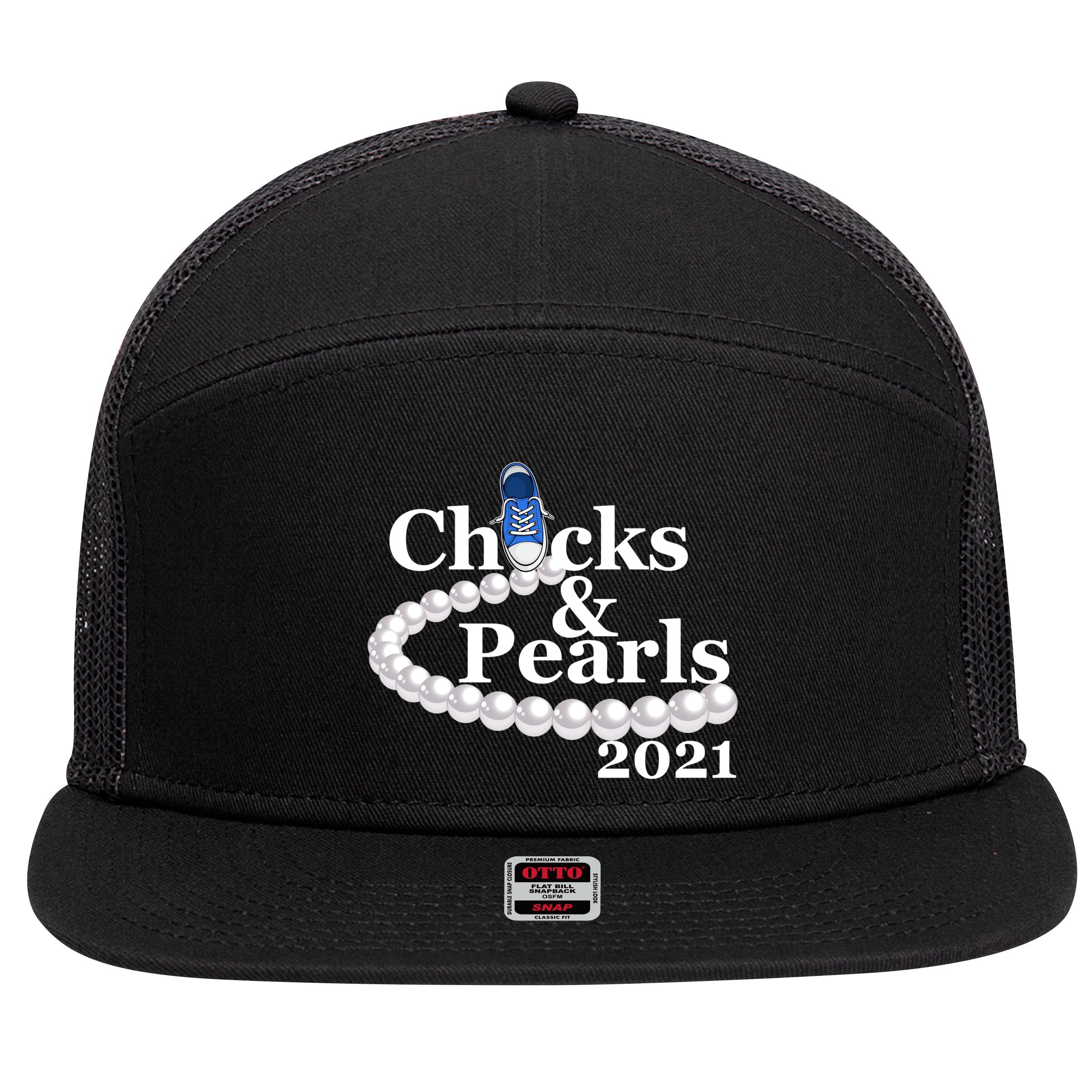 Chucks And Pearls 2021 Kamala Harris 7 Panel Mesh Trucker Snapback Hat