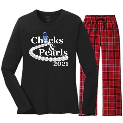 Chucks And Pearls 2021 Kamala Harris Women's Long Sleeve Flannel Pajama Set 