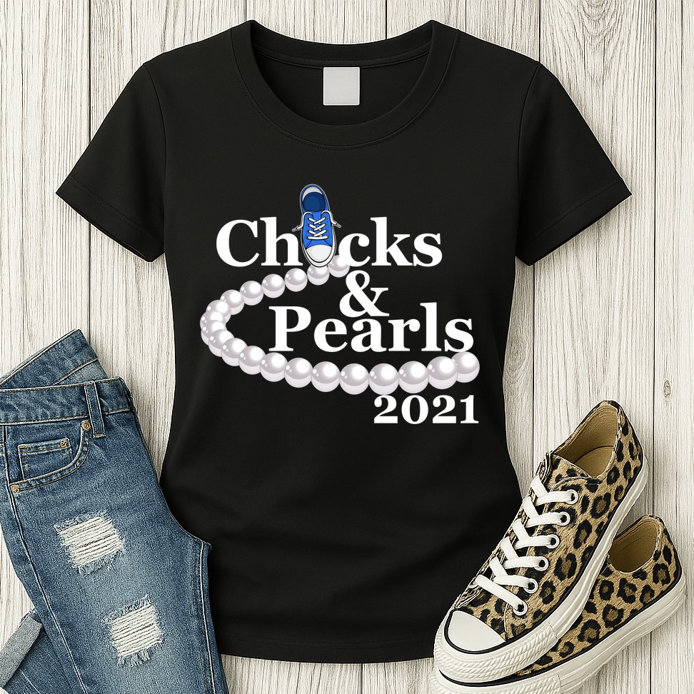 Chucks And Pearls 2021 Kamala Harris Womens T-Shirt