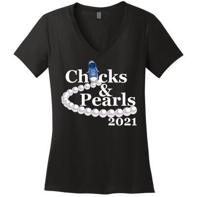 Chucks And Pearls 2021 Kamala Harris Women's V-Neck T-Shirt