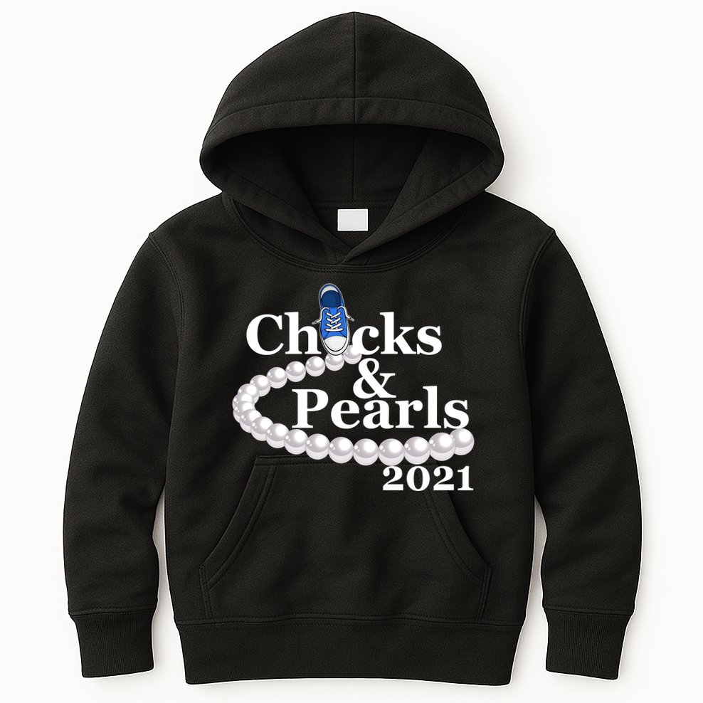 Chucks And Pearls 2021 Kamala Harris Kids Hoodie