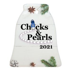 Chucks And Pearls 2021 Kamala Harris Ceramic Bell Ornament