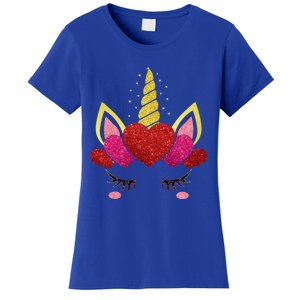 Cute Heart Valentine's Day Unicorn Face Great Gift Women's T-Shirt