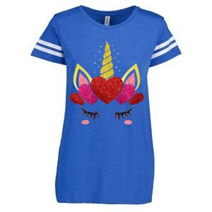 Cute Heart Valentine's Day Unicorn Face Great Gift Enza Ladies Jersey Football T-Shirt