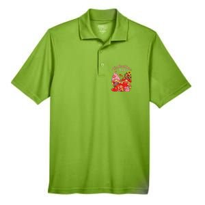 Cute Happy Valentines Day Gnomes With Leopard Sunflower Valentine Day Men's Origin Performance Pique Polo