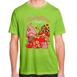 Cute Happy Valentines Day Gnomes With Leopard Sunflower Valentine Day Adult ChromaSoft Performance T-Shirt