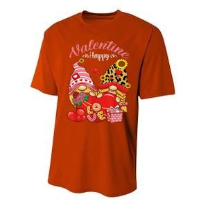 Cute Happy Valentines Day Gnomes With Leopard Sunflower Valentine Day Performance Sprint T-Shirt