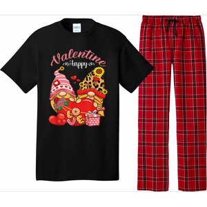 Cute Happy Valentines Day Gnomes With Leopard Sunflower Valentine Day Pajama Set